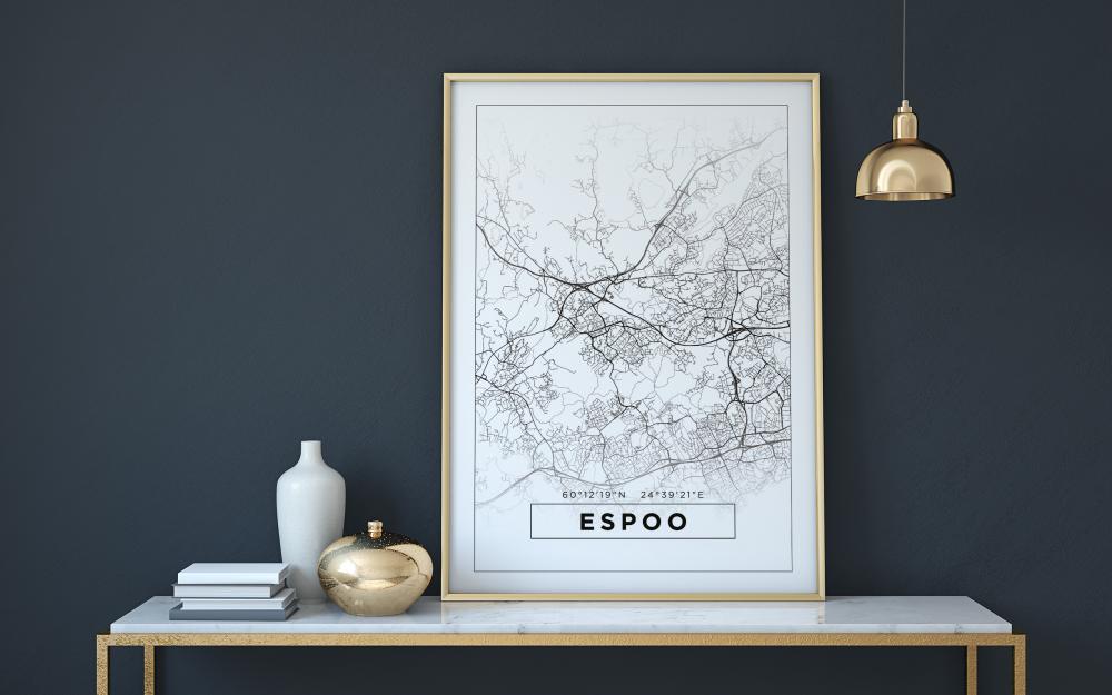 Bildverkstad Map - Espoo - White Poster