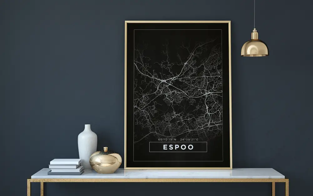 Bildverkstad Map - Espoo - Black Poster