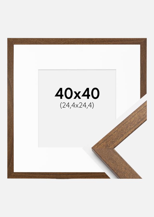 Ram med passepartou Frame Stilren Warm Brown 40x40 cm - Picture Mount White 10x10 inches