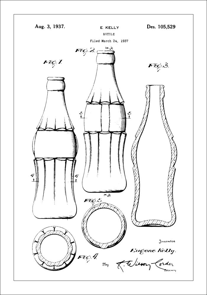 Bildverkstad Patent drawing - Coca-Cola bottle Poster