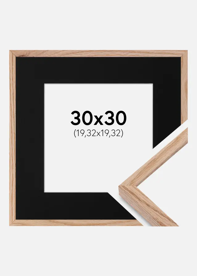 Ram med passepartou Frame E-Line Oak 30x30 cm - Picture Mount Black 8x8 inches