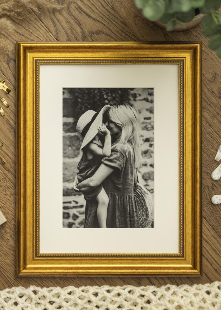 Ram med passepartou Frame Rokoko Gold 40x50 cm - Picture Mount White 29.7x42 cm (A3)