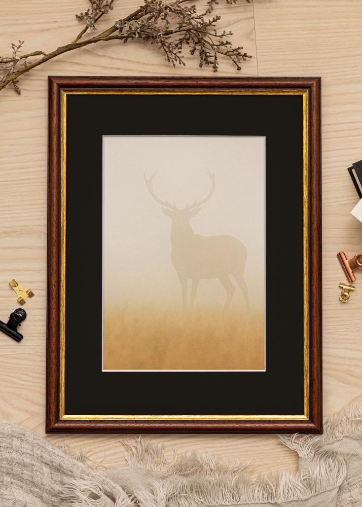 Ram med passepartou Frame Siljan Brown 60x60 cm - Picture Mount Black 45x45 cm