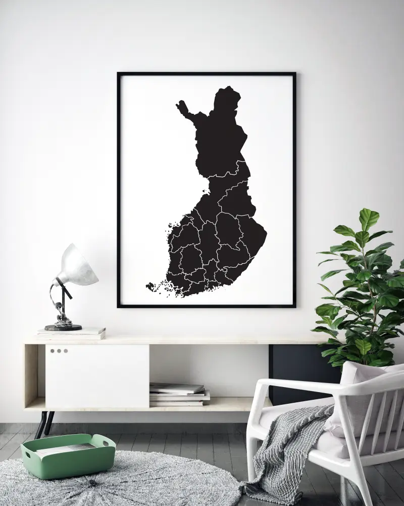 Bildverkstad Map - Finland - Black Poster