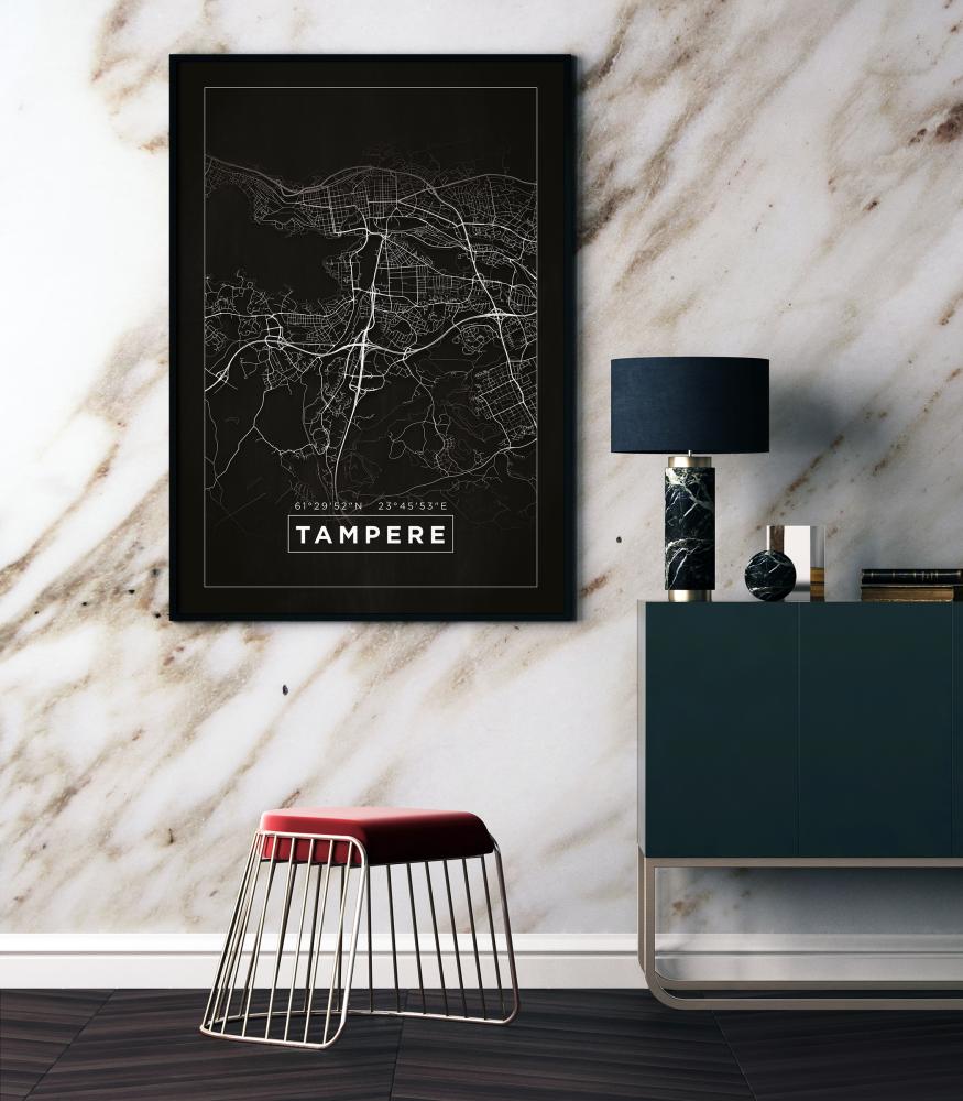 Bildverkstad Map - Tampere - Black Poster