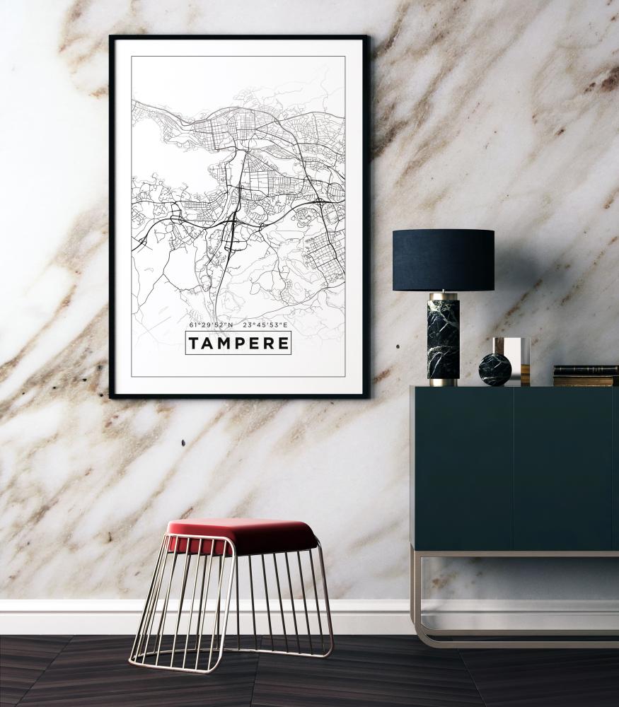 Bildverkstad Map - Tampere - White Poster