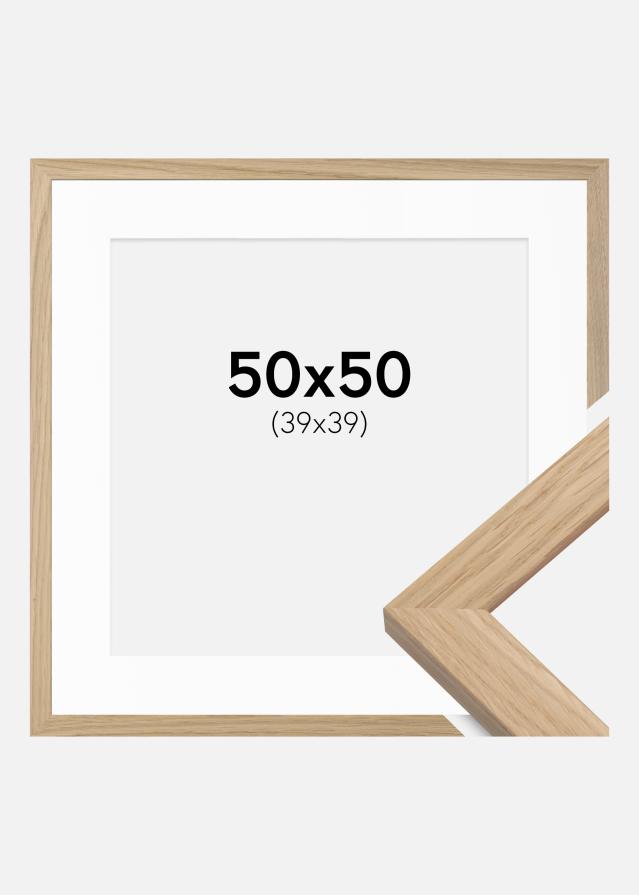 Ram med passepartou Frame Oak Wood 50x50 cm - Picture Mount White 40x40 cm