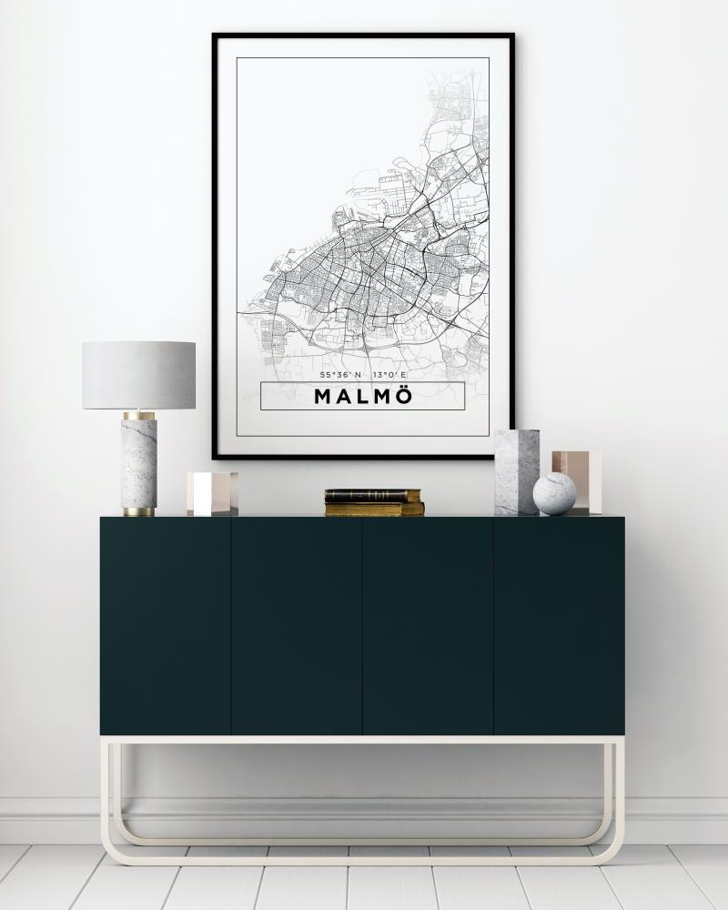 Bildverkstad Map - Malmö - White Poster