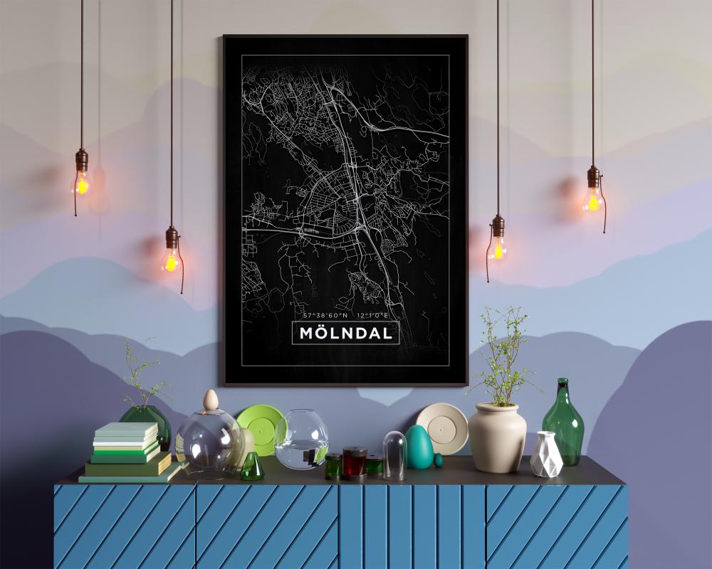 Bildverkstad Map - Mölndal - Black Poster