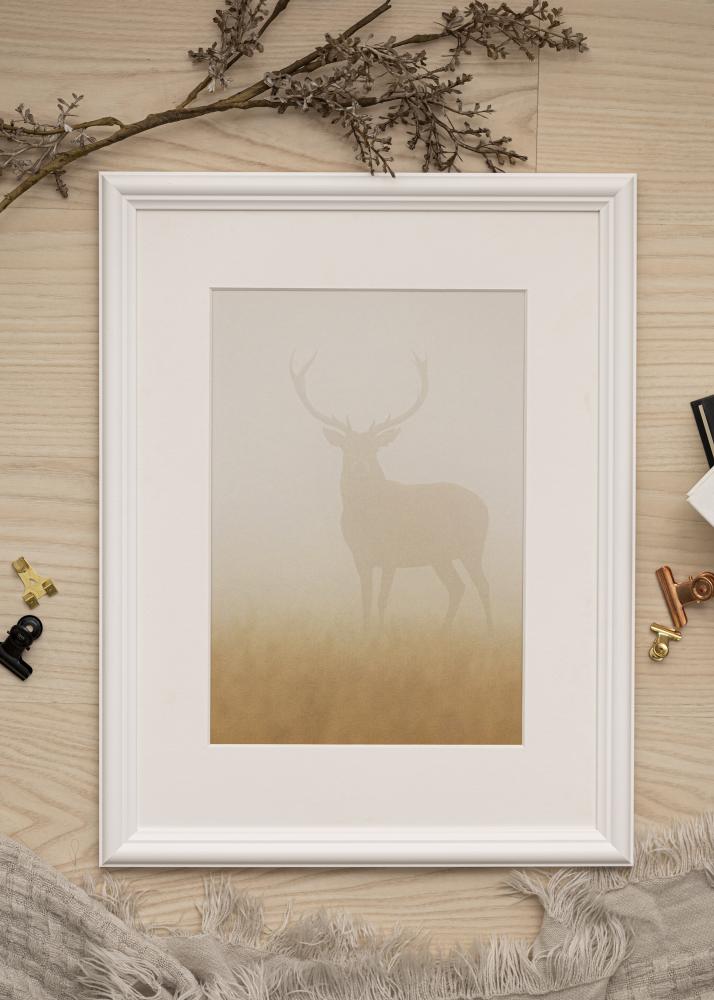 Ram med passepartou Frame Siljan White 24x30 cm - Picture Mount White 7x9 inches