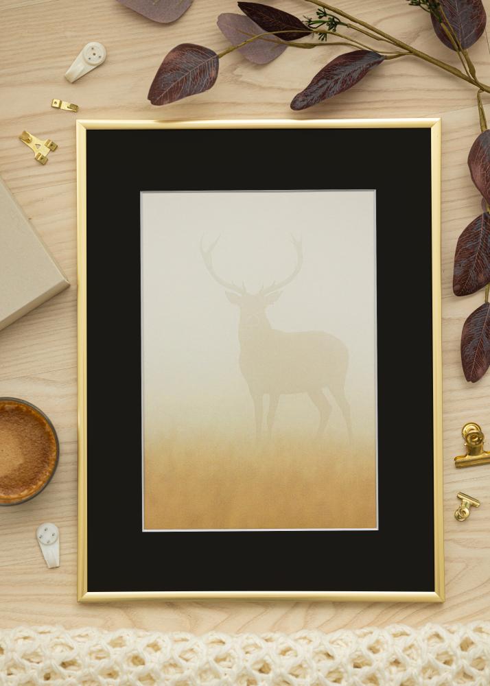 Ram med passepartou Frame New Lifestyle Gold 40x50 cm - Picture Mount Black 29.7x42 cm