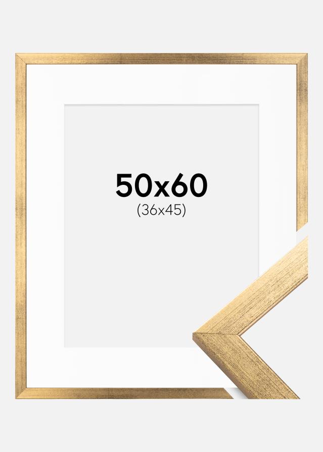 Ram med passepartou Frame Stilren Gold 50x60 cm - Picture Mount White 37x46 cm