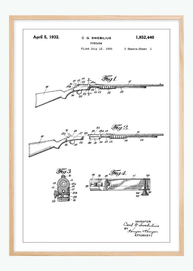 Bildverkstad Patent drawing - Rifle I Poster