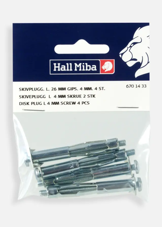 Hallmiba Screw and plug for plaster wall L 4 mm - 4-pack