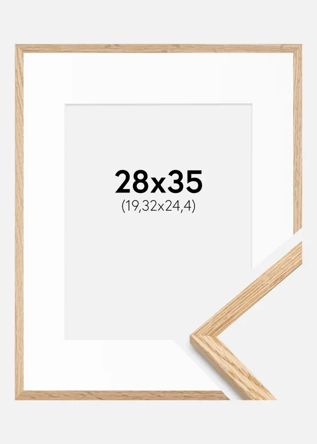 Ram med passepartou Frame Narrow Oak 28x35 cm - Picture Mount White 8x10 inches