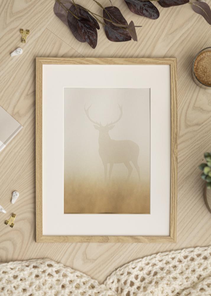 Ram med passepartou Frame Trendy Oak 35x50 cm - Picture Mount White 10x15 inches