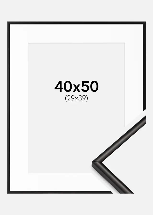 Ram med passepartou Frame Scandi Matt Black 40x50 cm - Picture Mount White 30x40 cm