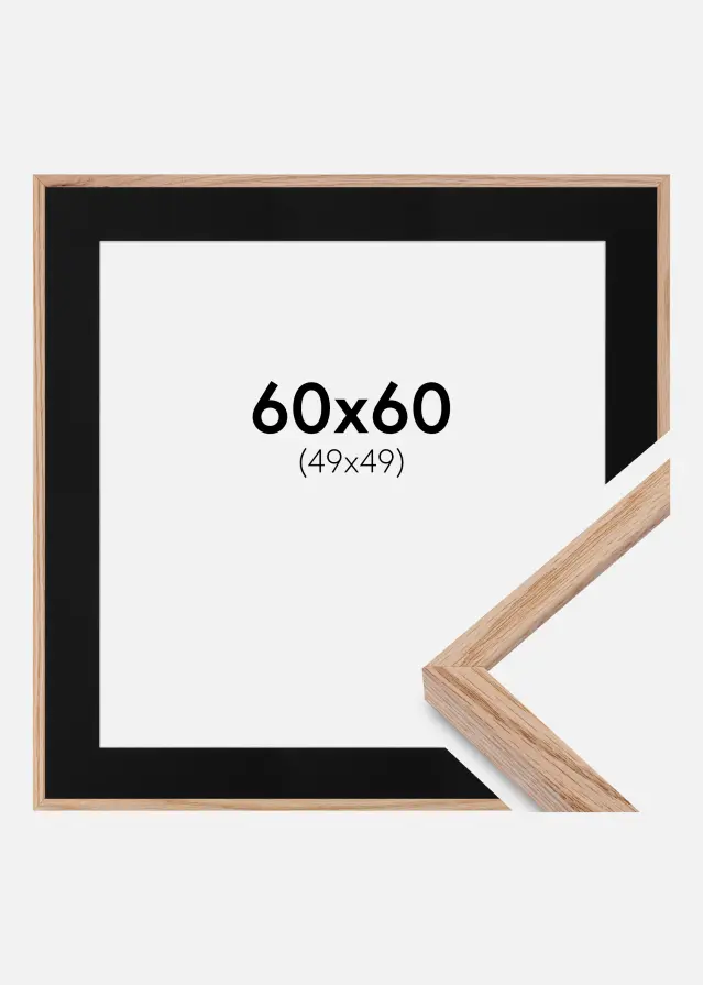 Ram med passepartou Frame E-Line Oak 60x60 cm - Picture Mount Black 50x50 cm