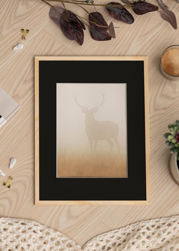 Ram med passepartou Frame Galant Pine 35x50 cm - Picture Mount Black 10x15 inches