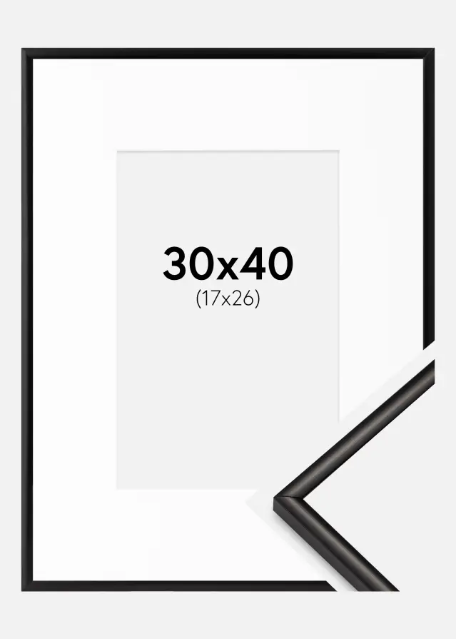 Ram med passepartou Frame Scandi Matt Black 30x40 cm - Picture Mount White 18x27 cm
