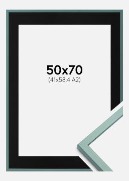 Ram med passepartou Frame E-Line Green 50x70 cm - Picture Mount Black 42x59.4 cm (A2)