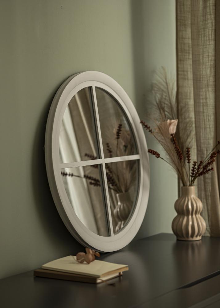 ID Factory Round Mirror Window Grey 60 cm Ø