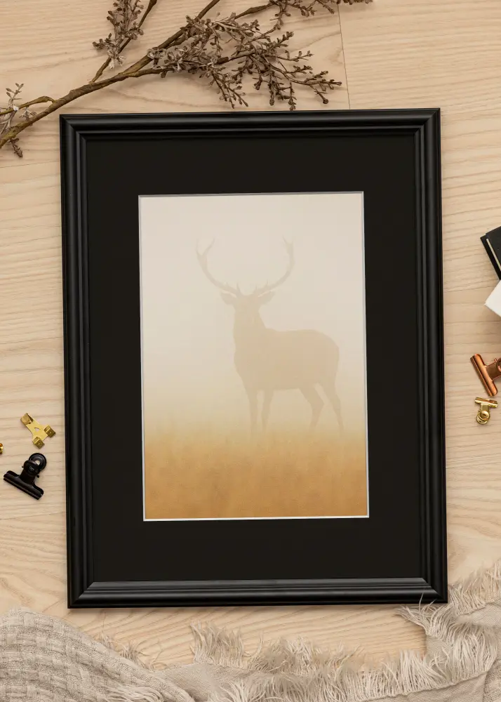 Ram med passepartou Frame Siljan Black 70x90 cm - Picture Mount Black 60x80 cm