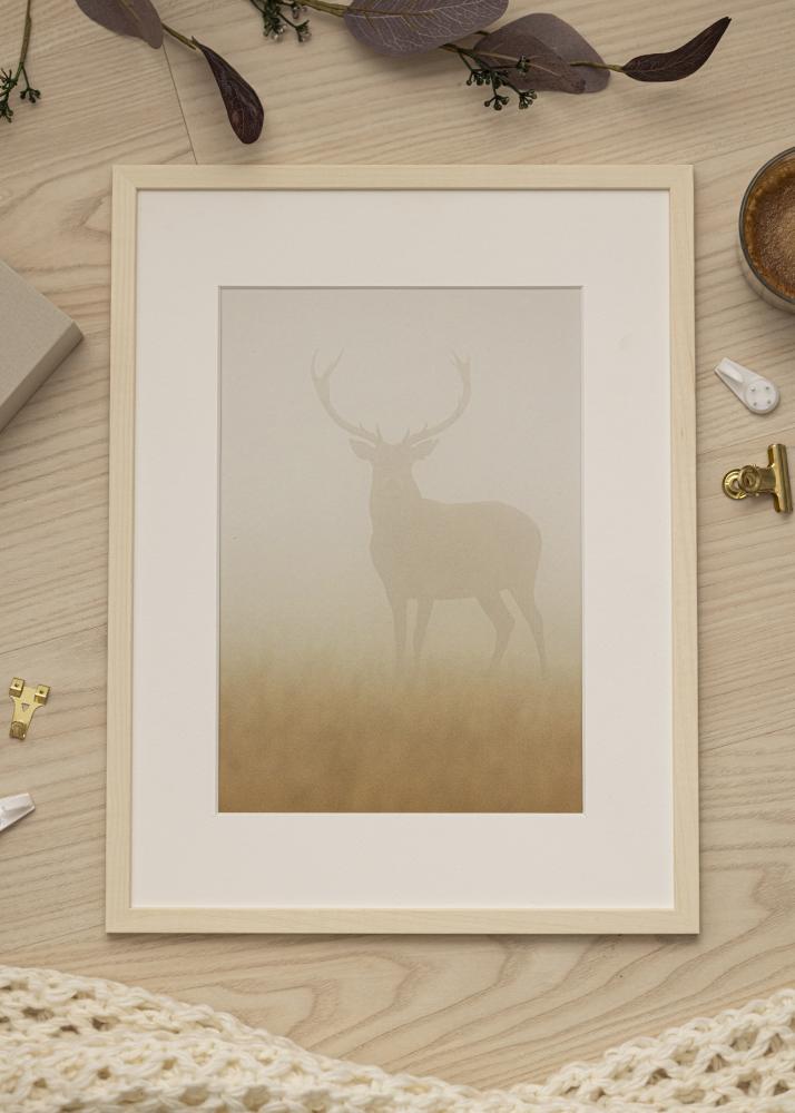 Ram med passepartou Frame Edsbyn Maple 42x59.4 cm (A2) - Picture Mount White 25x38 cm