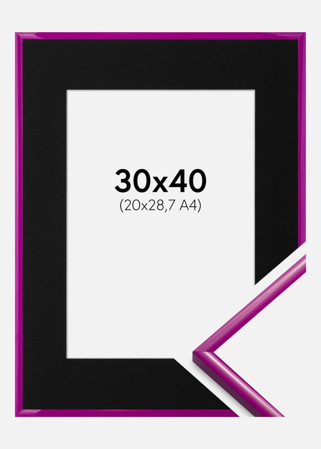 Ram med passepartou Frame New Lifestyle Fuchsia 30x40 cm - Picture Mount Black 21x29.7 cm