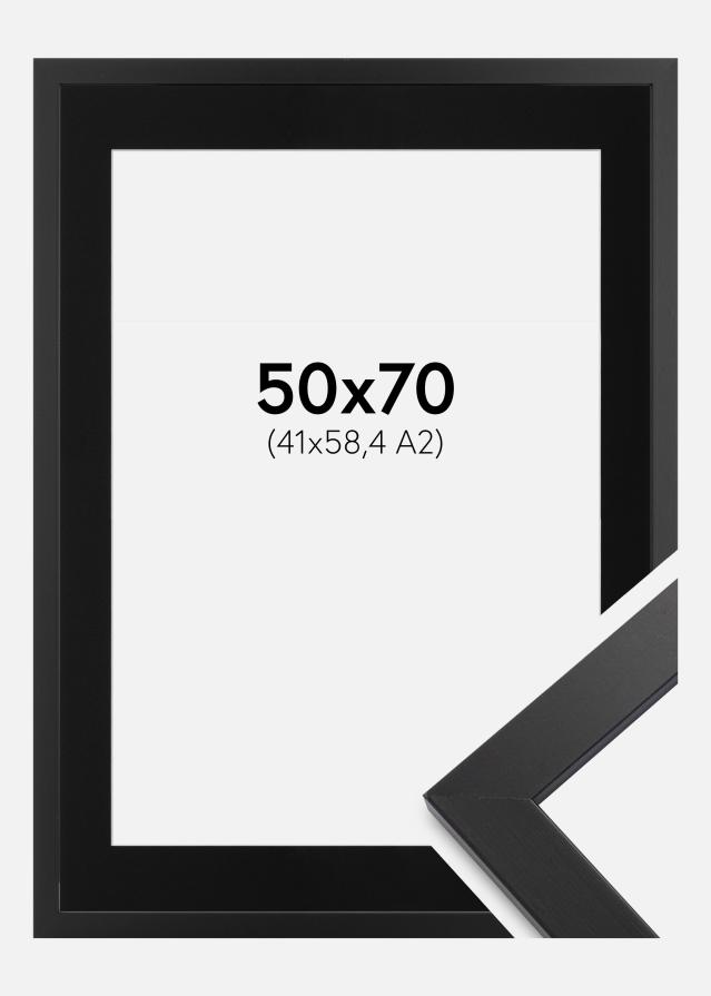 Ram med passepartou Frame Black Wood 50x70 cm - Picture Mount Black 42x59.4 cm (A2)