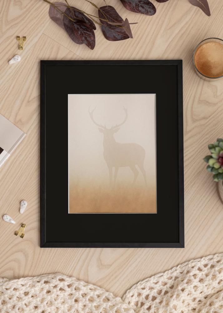 Ram med passepartou Frame Galant Black 15x20 cm - Picture Mount Black 4x6 inches