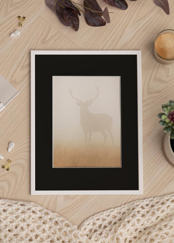 Ram med passepartou Frame Galant White 15x20 cm - Picture Mount Black 4x6 inches