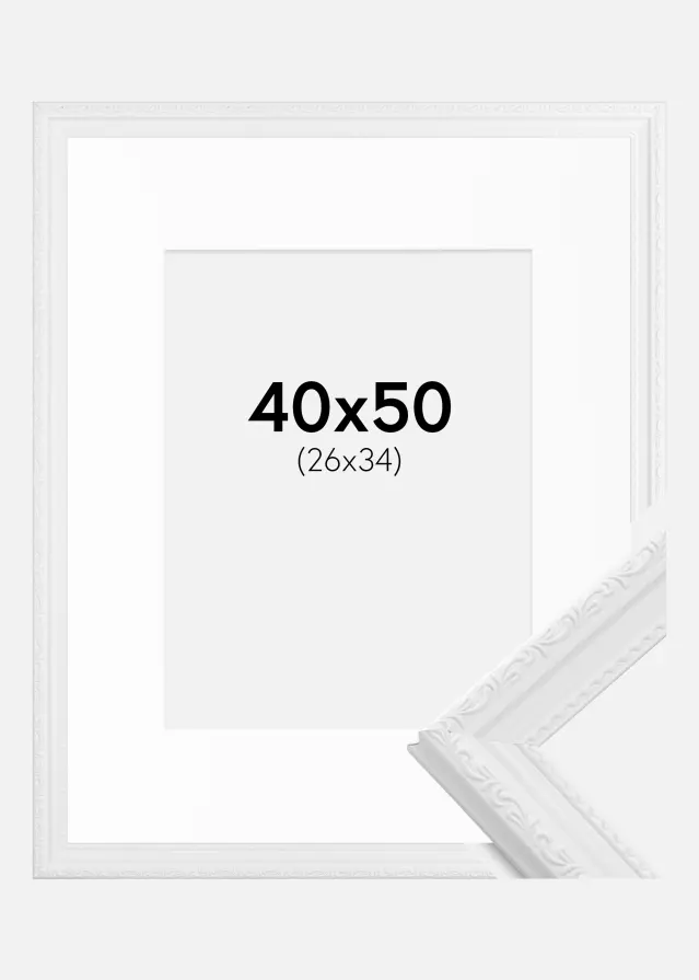 Ram med passepartou Frame Abisko White 40x50 cm - Picture Mount White 27x35 cm