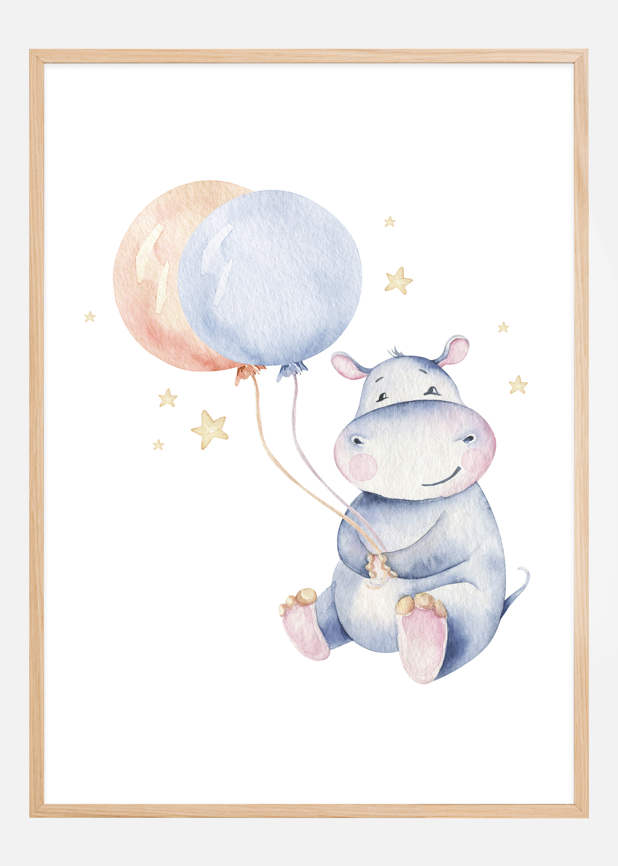 Hippo Balloon Poster (50x70 cm)